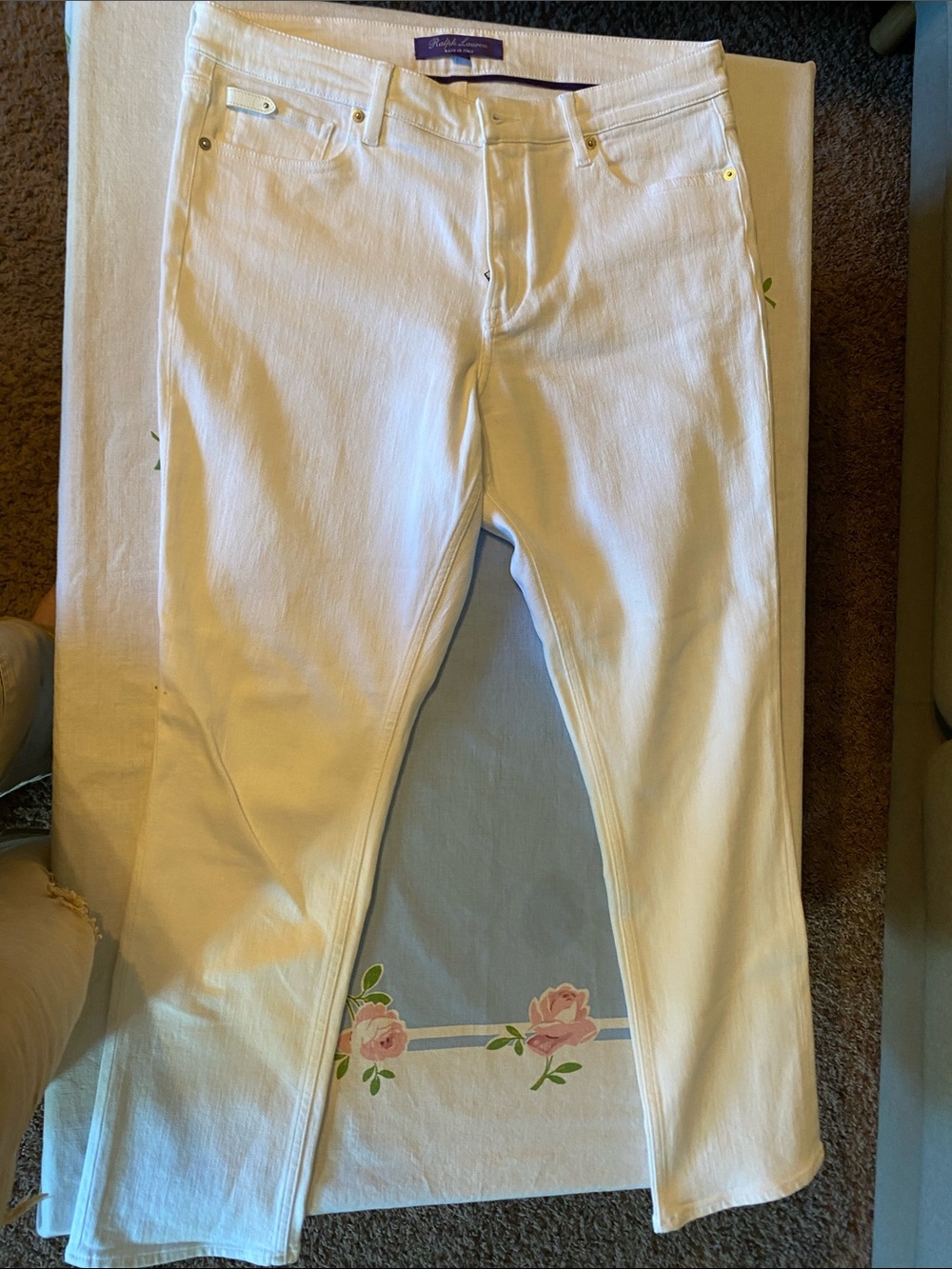 Ralph Lauren Purple Label White Straight-Leg Jeans